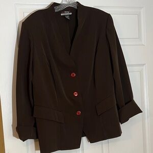 Tracy Evans Dark Brown Blazer with Red Buttons